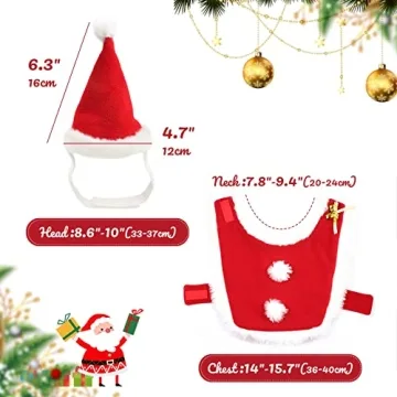 LESYPET Cat Christmas Costume with Santa Hat and Cloak
