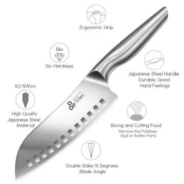 DDF iohEF Kitchen Knife, Chef's Knife In Japanese Stainless Steel Professional Santoku Cooking Knife...