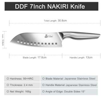 DDF iohEF Kitchen Knife, Chef's Knife In Japanese Stainless Steel Professional Santoku Cooking Knife, 7 Inch Non-slip Ultra Sharp Knife with Ergonomic Handle