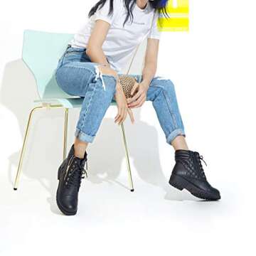 DailyShoes Women's Ankle Boots Combat Booties Low Heel Lace Up Zippered Pocket Thin Short Sexy Fashion Toe Zipper Party Dress Shoes Exclusive Credit Card Bootie Susan-01 Black Pu 5