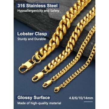 Rapper Gold Chain Necklace 20inch 6MM Neck Chain for Men