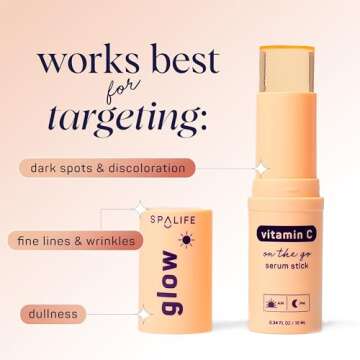 SpaLife Beauty Glow Vitamin C Serum Stick – Solid Face Serum for Dark Spots & Discoloration – Hydrating Balm for Radiant Skin – Travel-Friendly for Use On-the-Go – AM & PM Skincare Routine