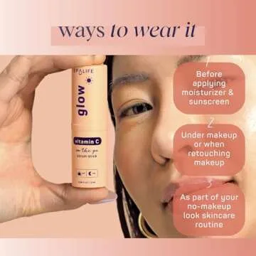 SpaLife Beauty Glow Vitamin C Serum Stick – Solid Face Serum for Dark Spots & Discoloration – Hydrating Balm for Radiant Skin – Travel-Friendly for Use On-the-Go – AM & PM Skincare Routine