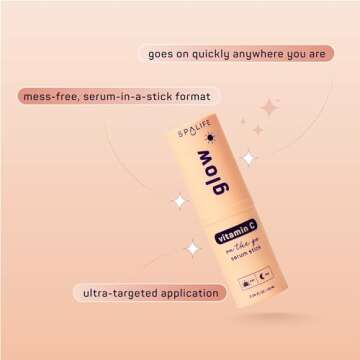 SpaLife Beauty Glow Vitamin C Serum Stick – Solid Face Serum for Dark Spots & Discoloration – Hydrating Balm for Radiant Skin – Travel-Friendly for Use On-the-Go – AM & PM Skincare Routine