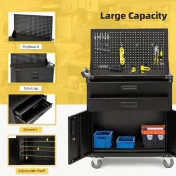JFHID Rolling Tool Chest: 2 Drawers & Wheels for All Spaces