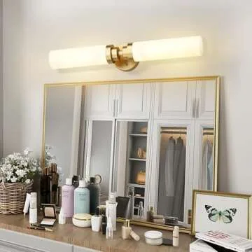 Emak Gold Vanity Lights for Mirror, 2 Light Bathroom Light Fixtures Over Mirror, Modern 22 Inch Wall...
