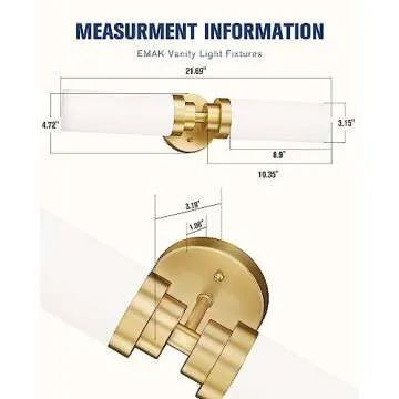 Emak Gold Vanity Lights for Mirror, 2 Light Bathroom Light Fixtures Over Mirror, Modern 22 Inch Wall Sconces with Milk Glass Shade for Bathroom, Bedroom, Hallway, VL085-GD-ML-2