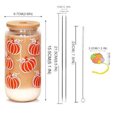 ANOTION Fall Coffee Cups - Fall Decor Pumpkin Mug Fall Coffee Mug Iced Coffee Cups Unique Autumn Dec...