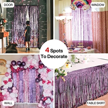 PartyWoo Foil Curtain Purple for Memorable Events