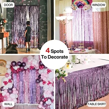 PartyWoo Foil Curtain Purple for Memorable Events
