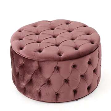 Christopher Knight Home Zelfa Velvet Ottoman in Blush - 29.5”