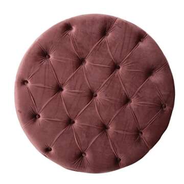 Christopher Knight Home Zelfa Velvet Ottoman in Blush - 29.5”