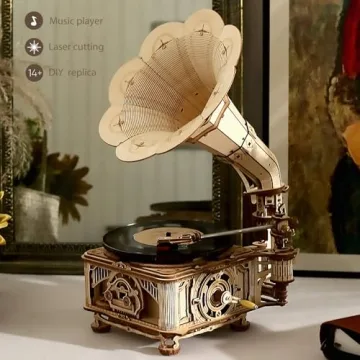 ROKR 3D Wooden Gramophone DIY Model Kit for Adults
