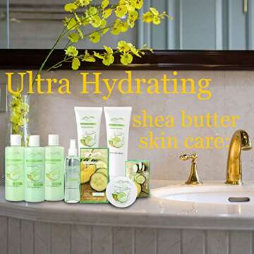 Mothers Day Gift Basket - Melon Cucumber Bed Bath and Body Gift Baskets for Mom & Wife! Relaxing Bath Gift Set Bubble Bath Basket Body Lotion Gift Set for Holiday Gift Baskets!