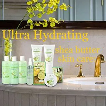 Mothers Day Gift Basket - Melon Cucumber Bed Bath and Body Gift Baskets for Mom & Wife! Relaxing Bath Gift Set Bubble Bath Basket Body Lotion Gift Set for Holiday Gift Baskets!