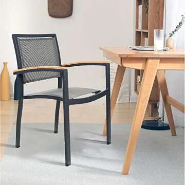 LUCKYERMORE Set of 4 Stacking Metal Patio Dining Chairs - Comfortable & Durable