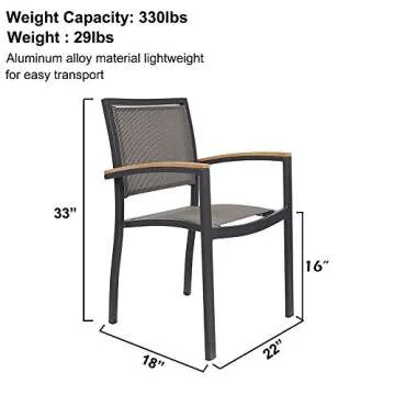 Set of 4 Stacking Metal Patio Dining Chairs - Durable Comfort