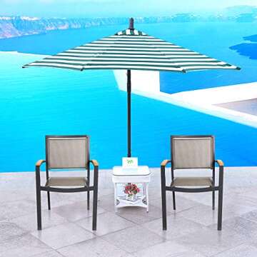 Set of 4 Stacking Metal Patio Dining Chairs - Durable Comfort