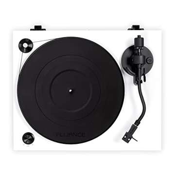 Fluance RT82 Reference High Fidelity Vinyl Turntable Record Player with Ortofon OM10 Cartridge, Speed Control Motor, High Mass MDF Wood Plinth, Vibration Isolation Feet - Piano White