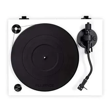 Fluance RT82 Reference High Fidelity Vinyl Turntable Record Player with Ortofon OM10 Cartridge, Speed Control Motor, High Mass MDF Wood Plinth, Vibration Isolation Feet - Piano White