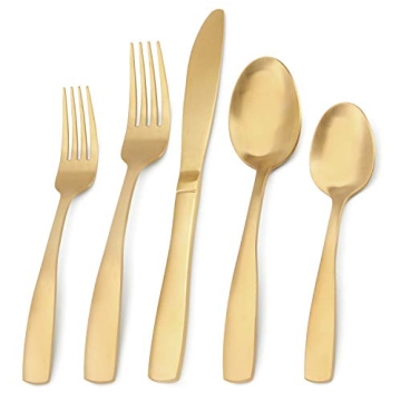 Bysta 20-Piece Matte Gold Stainless Steel Flatware Set