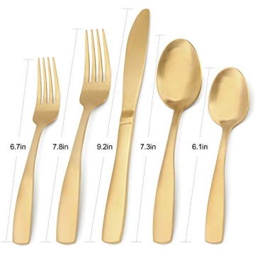 Bysta 20-Piece Matte Gold Stainless Steel Flatware Set