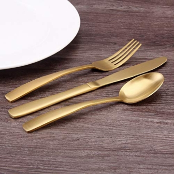 Bysta 20-Piece Matte Gold Stainless Steel Flatware Set