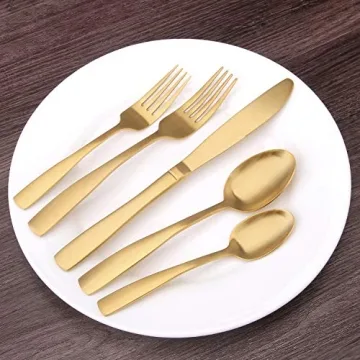 Bysta 20-Piece Matte Gold Stainless Steel Flatware Set