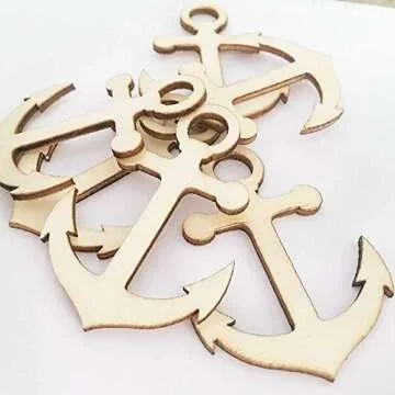 KCHEX 30 Pcs Wooden Anchor Cutouts for DIY Crafting