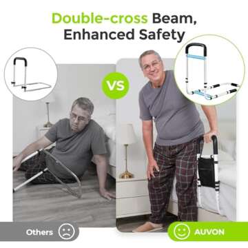 AUVON Bed Rails for Elderly Adults Safety, Adjustable Bed Assist Rail with Double Crossbeam, Ultra-h...
