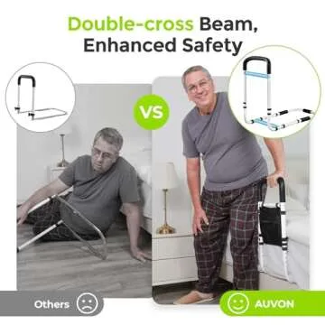 AUVON Bed Rails for Elderly Adults Safety, Adjustable Bed Assist Rail with Double Crossbeam, Ultra-h...
