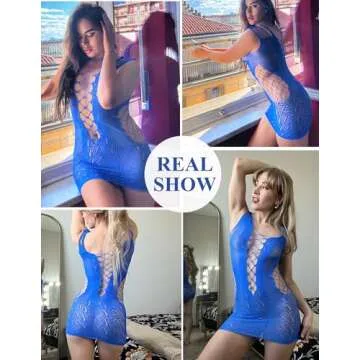 Avidlove Womens Lingerie Hollow Out Cover Up Sun Dresses Mesh Dress One Size Cutout Fishnet Knit Bod...