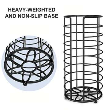 Kerisgo Toilet Paper Holder Stand, Freestanding Bathroom Toilet Paper Organizer, 3 Mega Roll Toilet Paper Holder for Under Sink, Vanity, Cabinet Shelf (Black)