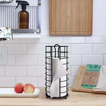 Kerisgo Toilet Paper Holder Stand, Freestanding Bathroom Toilet Paper Organizer, 3 Mega Roll Toilet Paper Holder for Under Sink, Vanity, Cabinet Shelf (Black)