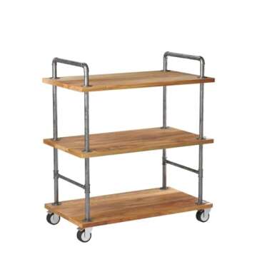Stylish WGX Wood and Metal Wine Rack Serving Cart