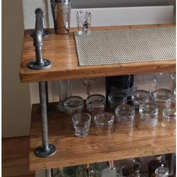 Stylish WGX Wood and Metal Wine Rack Serving Cart