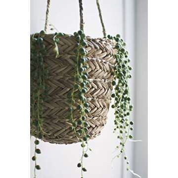 Natural Seagrass Hanging Planter for Indoor Plants