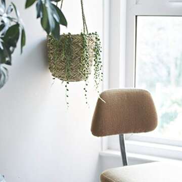 Natural Seagrass Hanging Planter for Indoor Plants