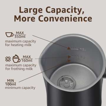 Milk Frother, 4 in 1 Electric Milk Steamer,11.8oz/350ml Automatic Warm and Cold Foam frother for Cof...