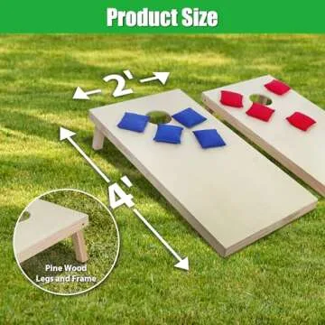 Nova Microdermabrasion 4x2Ft or 3x2Ft Solid Wood Cornhole Game Board with 8 Bean Bags and Carrying Case for Outdoor Yard Beach Lawn Party Backyard