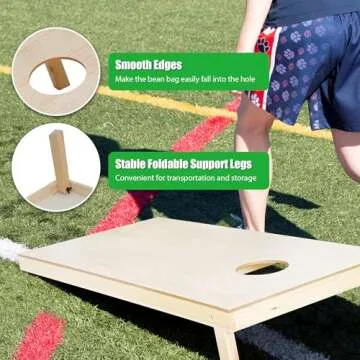 Nova Microdermabrasion 4x2Ft or 3x2Ft Solid Wood Cornhole Game Board with 8 Bean Bags and Carrying Case for Outdoor Yard Beach Lawn Party Backyard