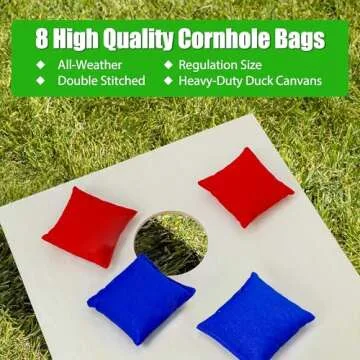Nova Microdermabrasion 4x2Ft or 3x2Ft Solid Wood Cornhole Game Board with 8 Bean Bags and Carrying Case for Outdoor Yard Beach Lawn Party Backyard
