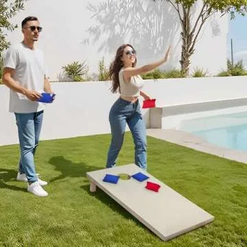 Nova Microdermabrasion 4x2Ft or 3x2Ft Solid Wood Cornhole Game Board with 8 Bean Bags and Carrying Case for Outdoor Yard Beach Lawn Party Backyard