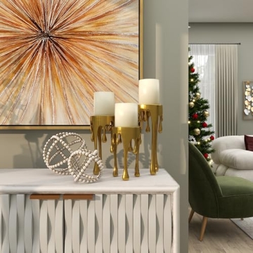 CosmoLiving Aluminum Metal Candle Holder Set in Gold