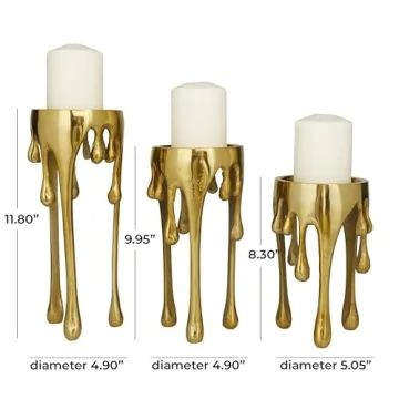 CosmoLiving Aluminum Metal Candle Holder Set in Gold