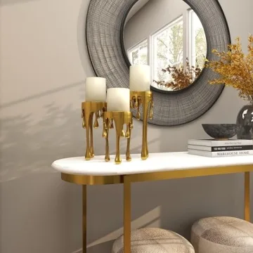 CosmoLiving Aluminum Metal Candle Holder Set in Gold