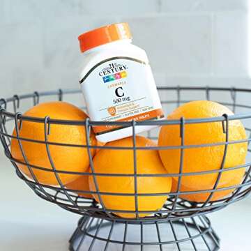 21st Century Vitamin C 500mg Chewables (110 Count), Daily Immune Support Vitamin C Supplement for Women & Men with Antioxidants, Non-GMO, Gluten Free, No Added Yeast or Artificial Flavors