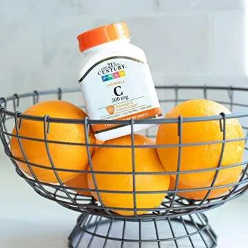 21st Century Vitamin C 500mg Chewables (110 Count), Daily Immune Support Vitamin C Supplement for Women & Men with Antioxidants, Non-GMO, Gluten Free, No Added Yeast or Artificial Flavors
