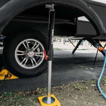 Camco Camper/RV Stabilizing Jack Pads - Features Interlocking Design & Includes Handy Strap for RV Storage and Organization - Molded of Strong UV Stabilized Polypropylene - 4-Pack (44595)