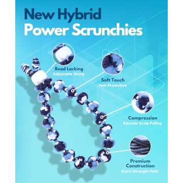 Bunzee Bands - Plush Knit Soft Hair ties - Patented Adjustable Ponytail Holders [2 Count, Black]